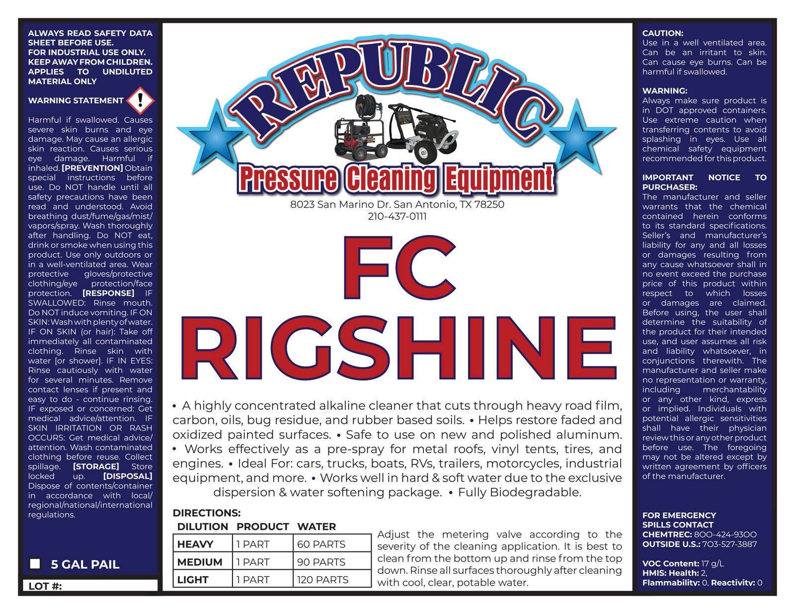 Republic FC Rigshine product label